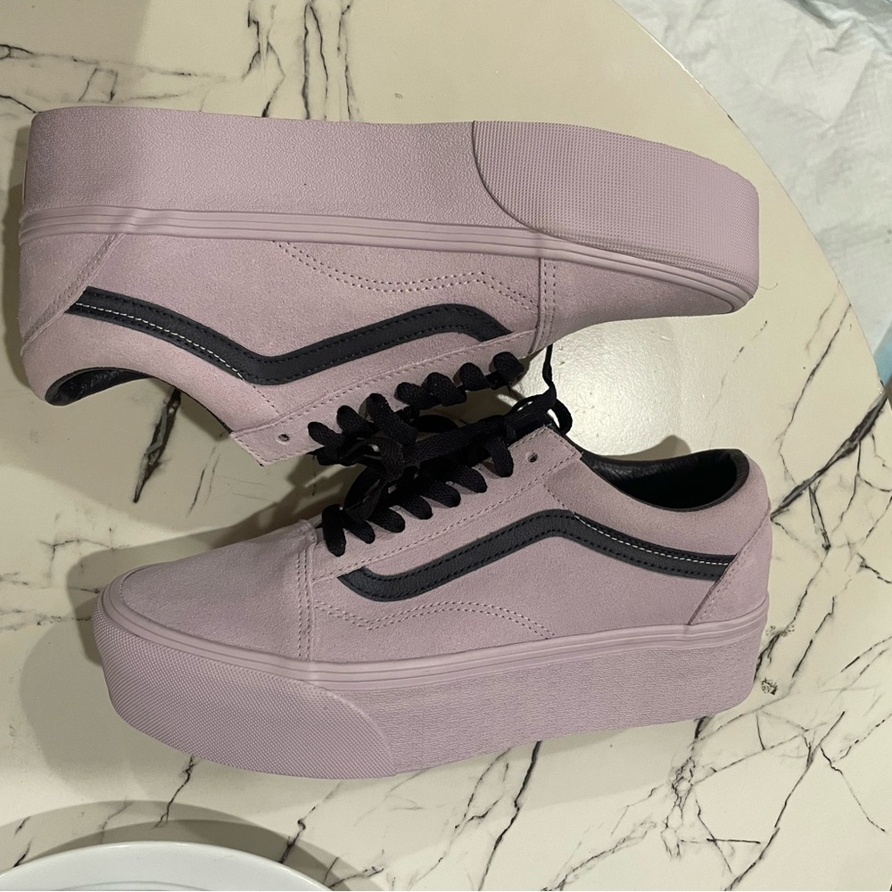 Vans Purple Platform Sneakers with Black Accents